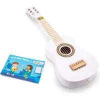 Woet Houten Speelgoedgitaar met Draagriem - Wit - Speelgoedinstrument - Mijn eerste Gitaar Inclusief Muziekboekje - Speelgitaar voor Kinderen - Vanaf 3 Jaar