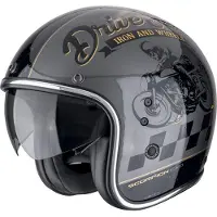 Scorpion Belfast Evo Drive Fast Zwart Grijs Goud Jethelm Maat M