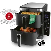 Gourmet Maxx GOURMETmaxx FryUp Verticale, dubbele frituurpan met hete lucht - 4 niveaus - 10 liter - Airfryer, keukenaccessoire, geschikt voor het bereiden van friet, groenten en snacks
