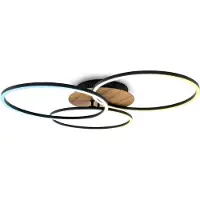 B.K.Licht LED plafondlamp, hout, CCT (kleurtemperatuur instelbaar), dimbaar, met afstandsbediening, draaibare plafondlamp, nachtlampfunctie