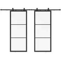Inova complete glazen dubbele schuifdeur - 205x220 - veiligheidsglas - decor Loftstyle - zwart