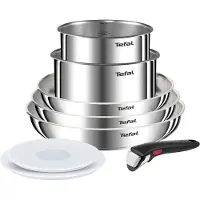 Tefal Ingenio Emotion L8968S04 – 8-delige pannenset – RVS – Stapelbaar – Zonder anti-aanbaklaag / Zonder coating – Geschikt voor alle warmtebronnen – Pannenset Inductie
