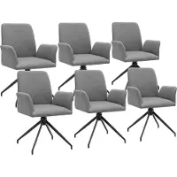 TecTake Draaistoel Daya - Set van 6 Draaifauteuils met Armleuning - 360° Draaibare Eetkamerstoel - Draaibare Fauteuils - Gestoffeerd - Draagkracht 150kg - Antraciet