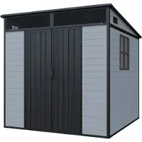Axi Axel Opbergschuur van Kunststof in Grijs | Tuinhuis / Schuur / Berging voor Tuin, Terras of Oprit | 215 x 206 x 204 cm - Oppervlakte: 4,4 m²