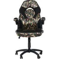 Mendler Kantoel HWC-K13, draaistoel, gamingstoel, ergonomisch, verstelbare armleuningen, kunstleer camouflage-zwart