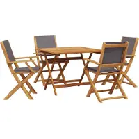 vidaXL 5-delige Tuinset massief hout en stof antracietkleurig