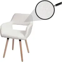 Mendler Eetkamerstoel -A50 II, stoel Keukenstoel Gestoffeerde stoel, hout Stof/textiel Bouclé (450 g/m²) MVG ~ crème