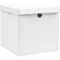 vidaXL Opbergboxen met deksel 4 st 32x32x32 cm stof wit