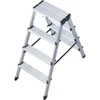 Krause Dubbele trapladder van aluminium, 2 x 4 treden