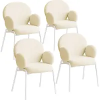 TecTake - Set van 4 eetkamerstoelen - teddystof bekleding - bouclé