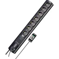 Brennenstuhl Primera-Tec Comfort Switch Plus 19.500A stekkerdoos met overspanningsbeveiliging 7-voudig zwart 2m H05VV-F 3G1,5 2 permanent, 5 schakelbaar