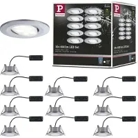 Paulmann LED-inbouwlamp voor badkamer Set van 10 stuks 60 W Chroom (mat)