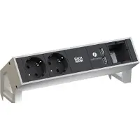 Bachmann DESK2 2x geaard stopcontact 1x USB oplader 1x ABD, GST18 Inox