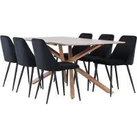 Ebuy24 Piazza eethoek tafel 90x180cm en 6 velours stoelen mocca.