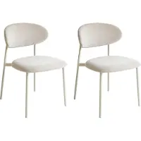 Beliani COWLEY - Eetkamerstoel set van 2 - Lichtbeige - Chenille