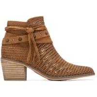 Refresh Dames Leren enkellaarsjes 175180 bruin (40), Leer, 3 tot 5 cm, Ritssluiting, Casual 17518002-CAMEL