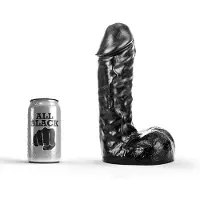 All Black - Grote Dildo met Aders - 24.5 x 6 cm - Zwart