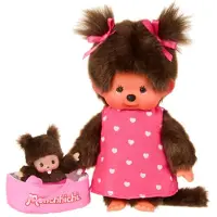 Monchhichi knuffelpop, 20 cm, met MiniBebichhichi draagzak, speelgoed