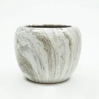 Mega Collections B.V. Bloempot marmerlook emperor d48h40 grijs binnen