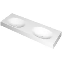Ink Smooth Meubelwastafel 140x45cm Polystone - Dubbel - Zonder Kraangaten - Mat Wit - 8718835157906 - Rechthoekig - Wastafels, Meubelwastafels