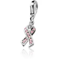 Zinzi zilveren bedel Pink Ribbon roze CHARMS209