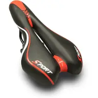 Voltano Sport Fietszadel – Zwart / Rood - Gel - Trekking Zadel