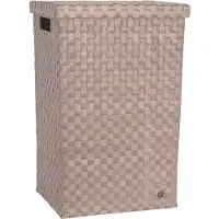 Handed By - Wasmand met deksel - Opbergmand - 81 liter - Cube XL - lichtbruin met beige patroon