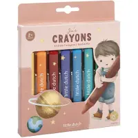 Little Dutch Dikke driehoekige waskrijtjes - Jim & Friends - 8 stuks - Peuter en kleuter speelgoed - Knutselen - Speelgoed kinderen - Voor meisjes en jongens - Vanaf 2 jaar