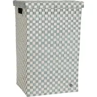 Handed By - Wasmand met deksel - Opbergmand - 81 liter - Cube XL - lichtgroen met beige patroon