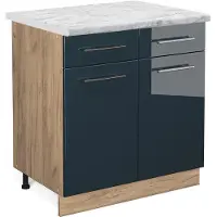 Vicco Fame-Line Keukenkasten – 80 cm, WB Marmer Donkerblauw hoogglans