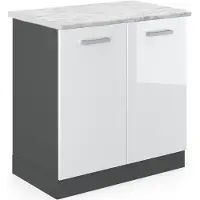 Vicco Wastafelkast R-Line Wit Hoogglans 80 cm WB Marmer, Model 46065