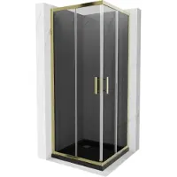 Mexen Rio vierkante douchecabine 80 x 80 , grafiet, goud + Flat douchebak, zwart- 860-080-080-50-40-4070G