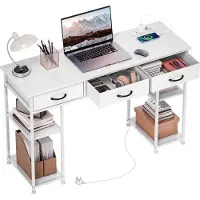 HOMCOM Bureau met planken-Spaanplaat-120L x 40B x 76H cm-Wit