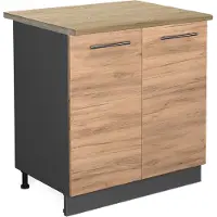 Vicco Keukenonderkast Fame-Line Goudkleurig Eiken/Antraciet 80 cm goudkleurig eiken werkblad, Model 46273