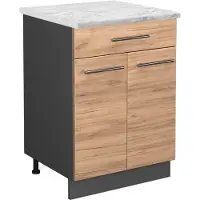 Vicco Keukenonderkast Fame-Line Krachtige eik goud 60 cm met lade, WB Marmer, Model 46489