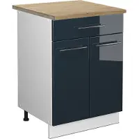 Vicco Fame-Line Keukenkasten – 60 cm met lade, WB Eik Donkerblauw hoogglans