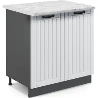 Vicco Keukenonderkast Fame-Line, Wit landelijk/Antraciet, 80 cm marmer werkblad