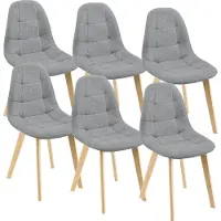 En.casa Eetkamerstoel Kopparberg 86x53x47 cm set van 6 lichtgrijs