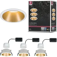 Paulmann Cole LED-spot, goud-wit, set van 3 Cole, dimbaar, messing / goud, Hal, Aluminium, Modern
