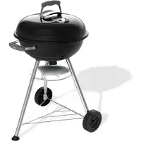 Weber Compact Kettle - Ø 47 cm Grillrooster - Houtskoolbarbecue - Zwart - Asopvangschaal - 2 Duurzame, weerbestendige wielen - Handige dekselhaak - Kras- en roestbestendig