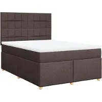 vidaXL Boxspring met matras stof donkerbruin 140x200 cm