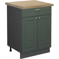 Vicco Keukenonderkast Fame-Line Groen-Goud Landhuis 60 cm met lade, WB Eik, Model 46709