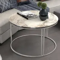 En.casa Salontafel 'Aulum', 50 x 70 cm, marmer, wit/zilver