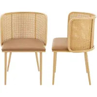 En.casa Eetkamerstoel Flen set van 2 bruin en houtkleurig 75x52x49 cm