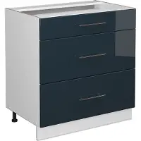 Vicco Fame-Line Keukenkasten – 80 cm met 3 laden, zonder werkblad Donkerblauw hoogglans