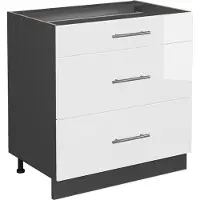 Vicco Fame-Line Keukenonderkast – 80 cm met 3 laden, WB Eik Wit Hoogglans
