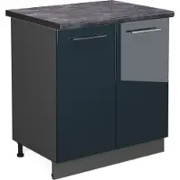Vicco Wastafelkast Fame-Line Donkerblauw hoogglans 80 cm , WB Antraciet, Model 48806