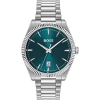 HUGO BOSS Cheswick-horloge met blauwe wijzerplaat en gegroefde lunette