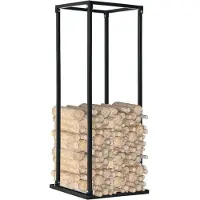 vidaXL Haardhoutrek met basis 37x37x113 cm staal zwart