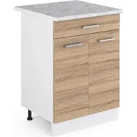 Vicco R-Line Keukenonderkast – 60 cm met lade met marmeren werkblad Sonoma